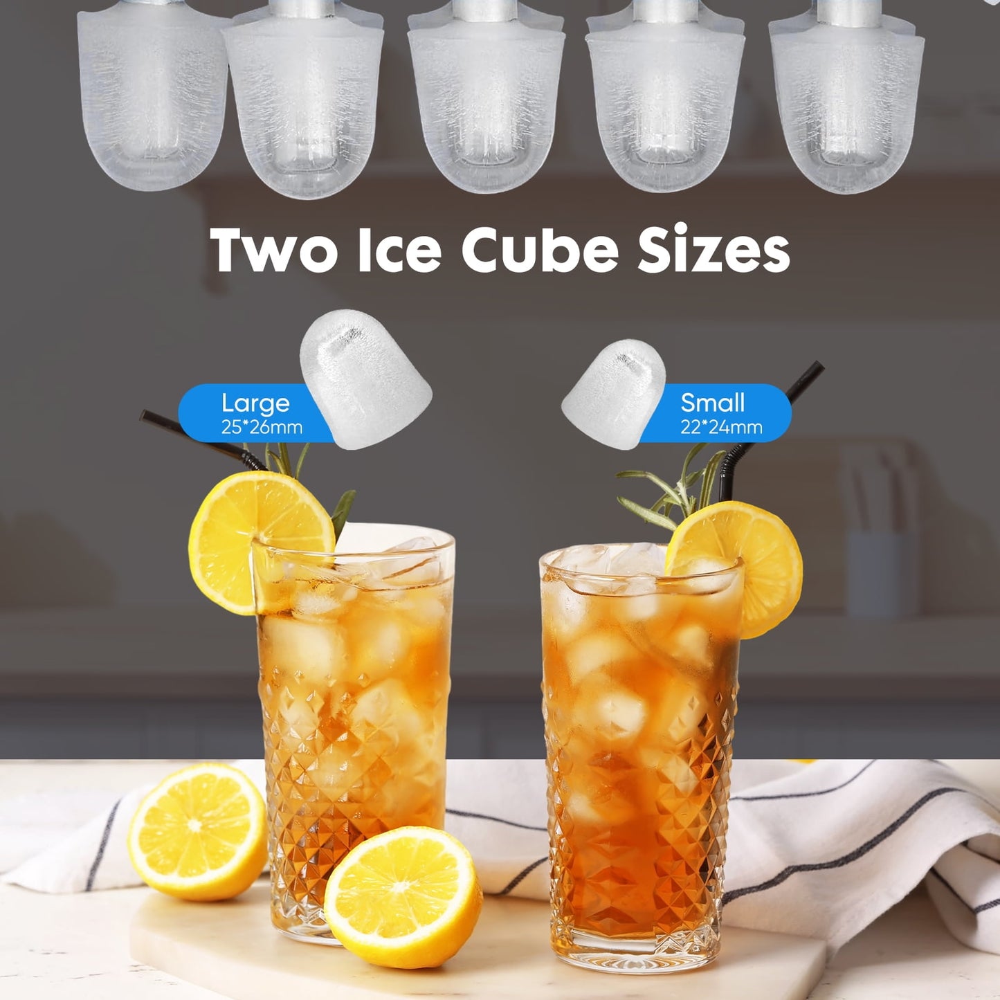 EDX Countertop Ice Maker, Self-Cleaning Portable Ice Maker Machine with Handle and Ice Scoop 9Pcs/6Min 26.5Lbs/24H Black