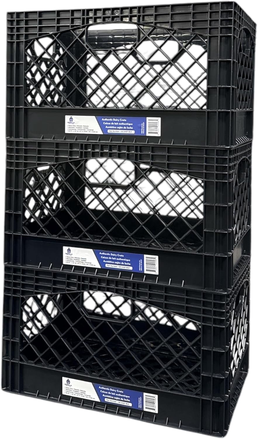 Gorilla Crate 24QT 3 Pack Milk Crate Black
