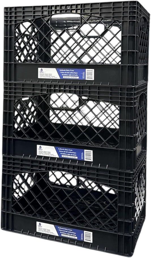 Gorilla Crate 24QT 3 Pack Milk Crate Black