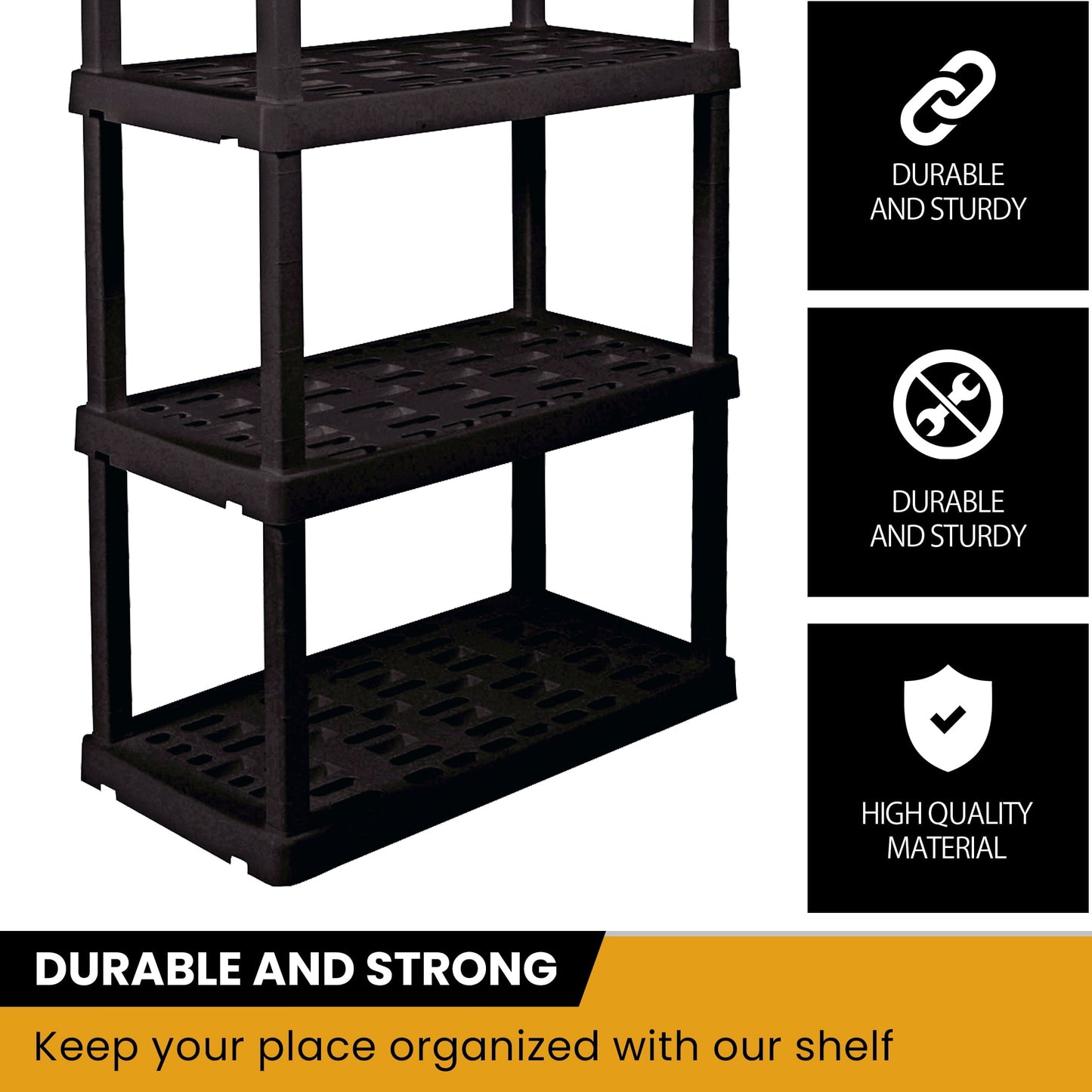 Hyper Tough Plastic Storage Shelves Garage Shelving Unit 5-Tier 73.80"H x 17.75"D x 36"W Black 750 lb Total Capacity