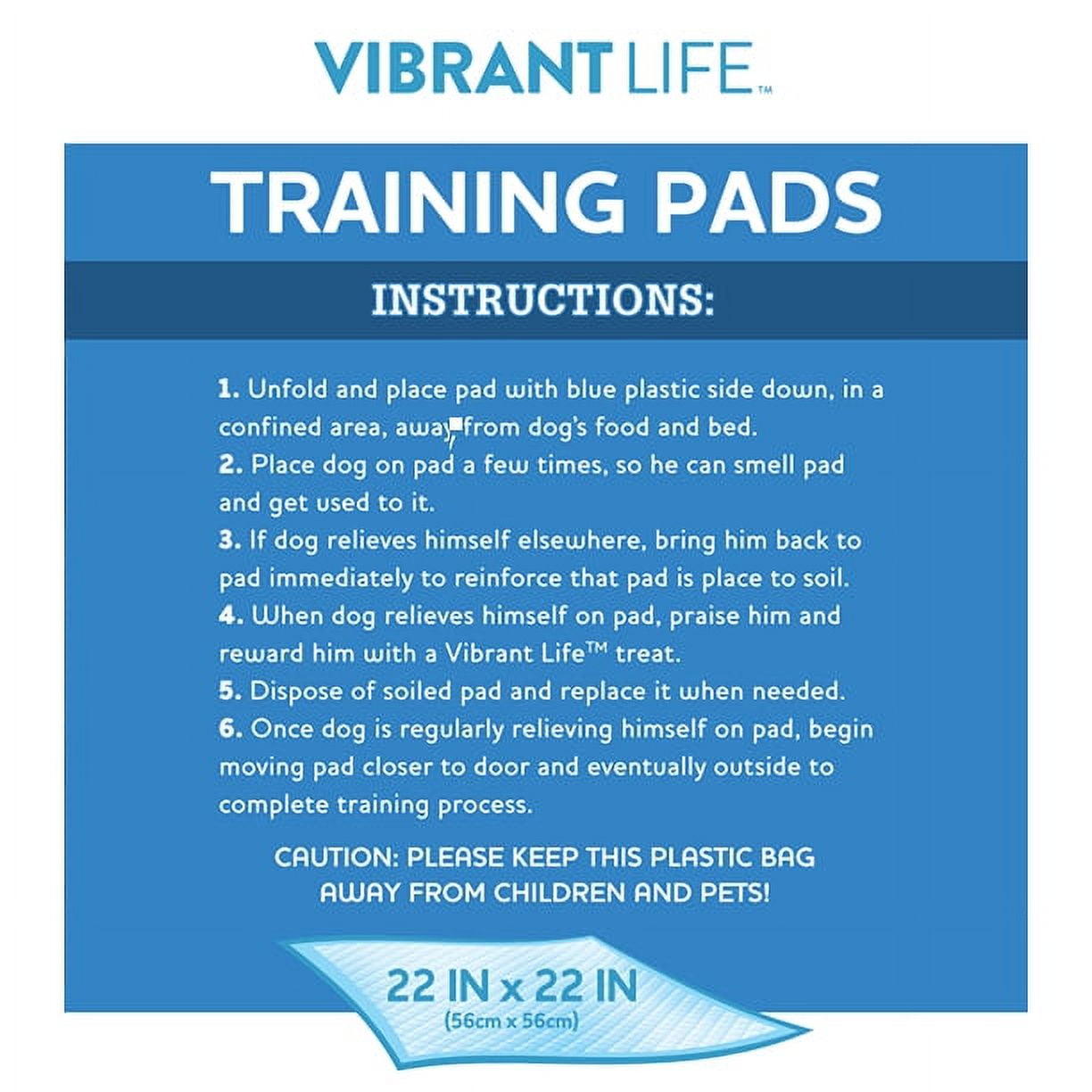 Vibrant Life Training Pads â€“ Super Absorbent, Leak Proof, & Fast Dry Dog and Puppy Pee Pads â€“ L 22â€¯in x 22â€¯in, 100â€¯Count