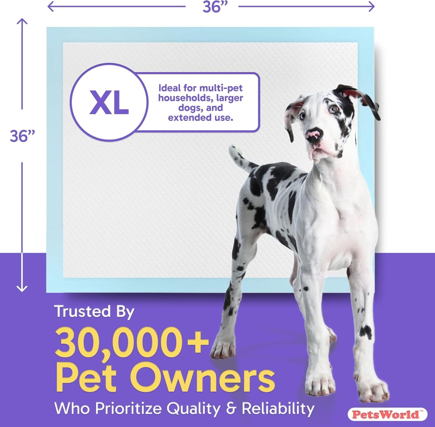 Gigantic Dog Training Pads, 36 in x 36 in, 150-Count, Disposable, Ultra-Absorbent, Heavy-Duty