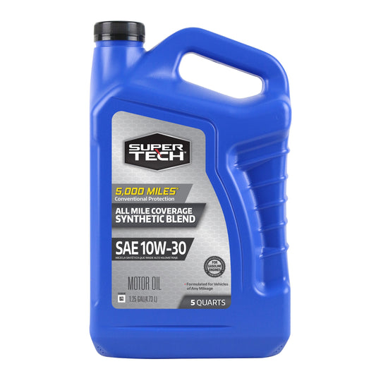 (3 pack) Super Tech All Mileage Synthetic Blend Motor Oil SAE 10W-30, 5 Quarts