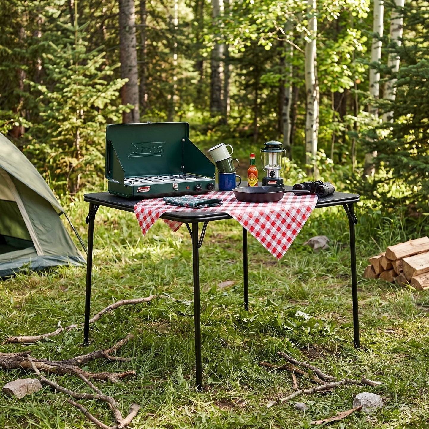 Homy Casa 34" Folding Card Table, Square Portable Game Night Dining Table for Camping, Black