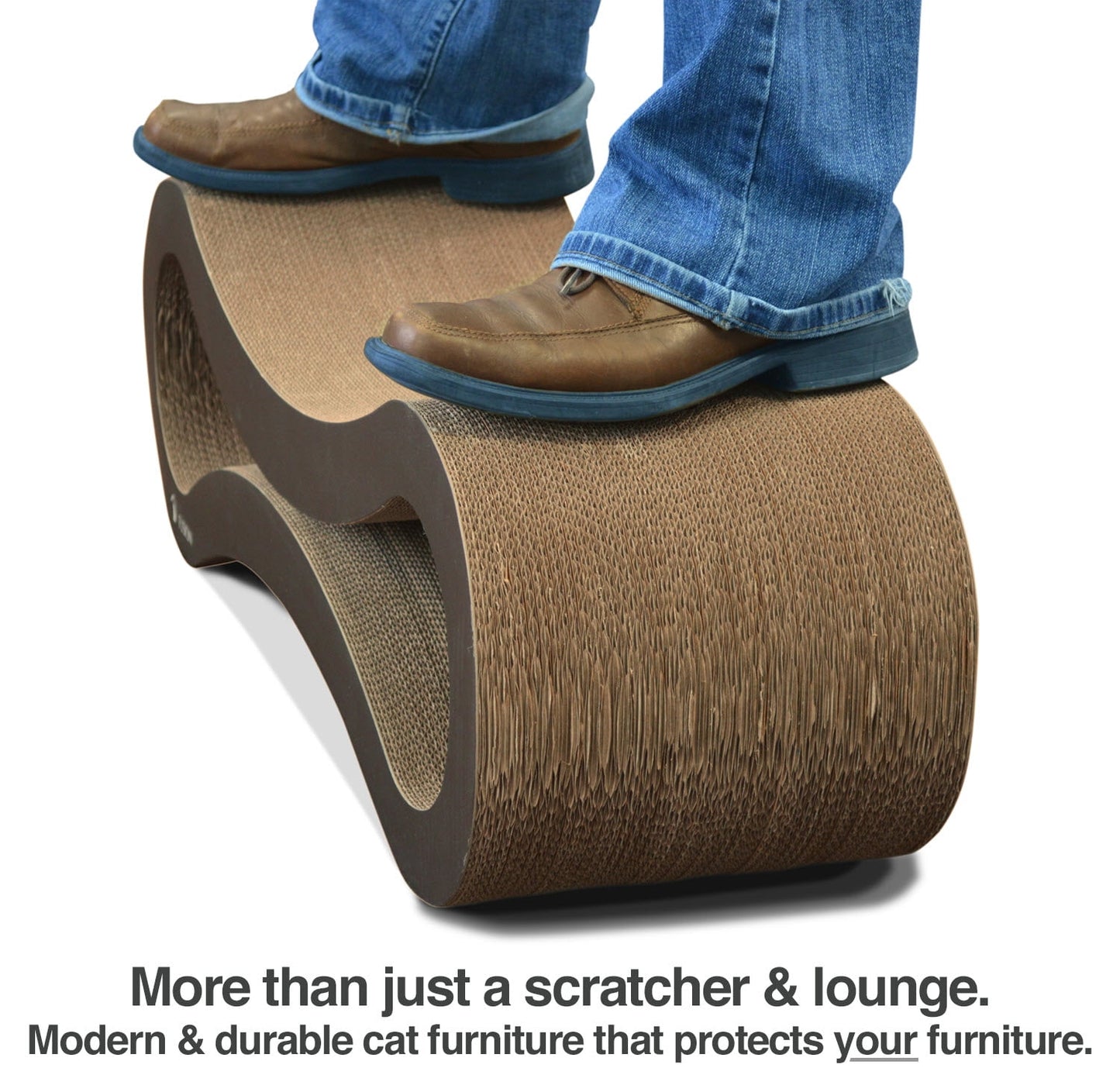 PetFusion Ultimate Reversible Infinity Cat Scratcher Lounge & Bed, Durable & Long Lasting, Brown