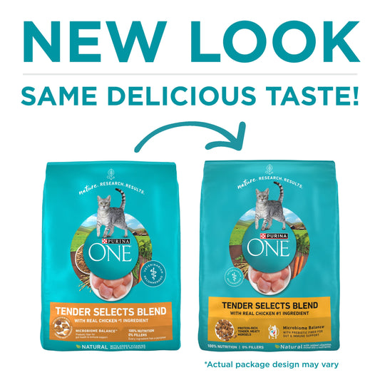 Purina ONE Tender Select Blends Dry Cat Food, Chicken, 22 lb Bag
