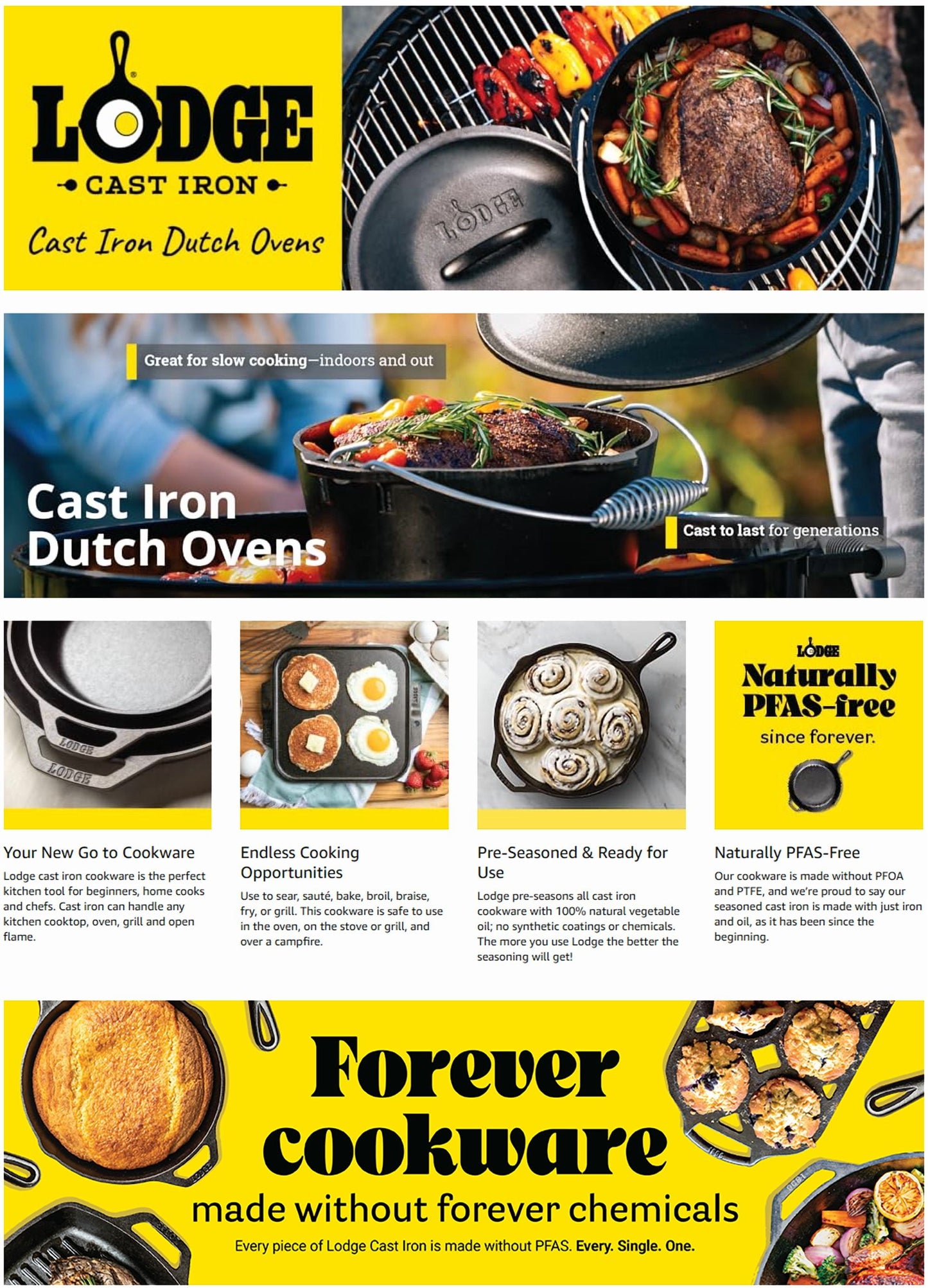 Lodge Pre-Seasoned 7 Qt Cast Iron Dutch Oven & Cover, L10DOL3