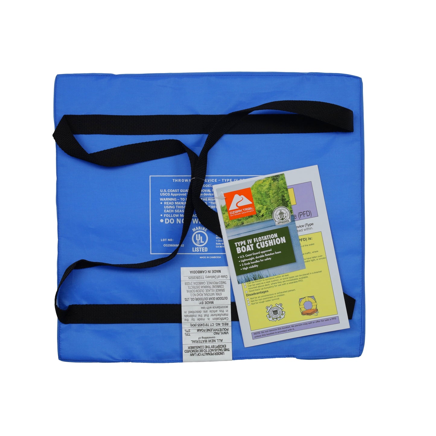 (4 pack) Ozark Trail Type IV Flotation Boat Cushion, U.S. Coast Guard Approved, Blue