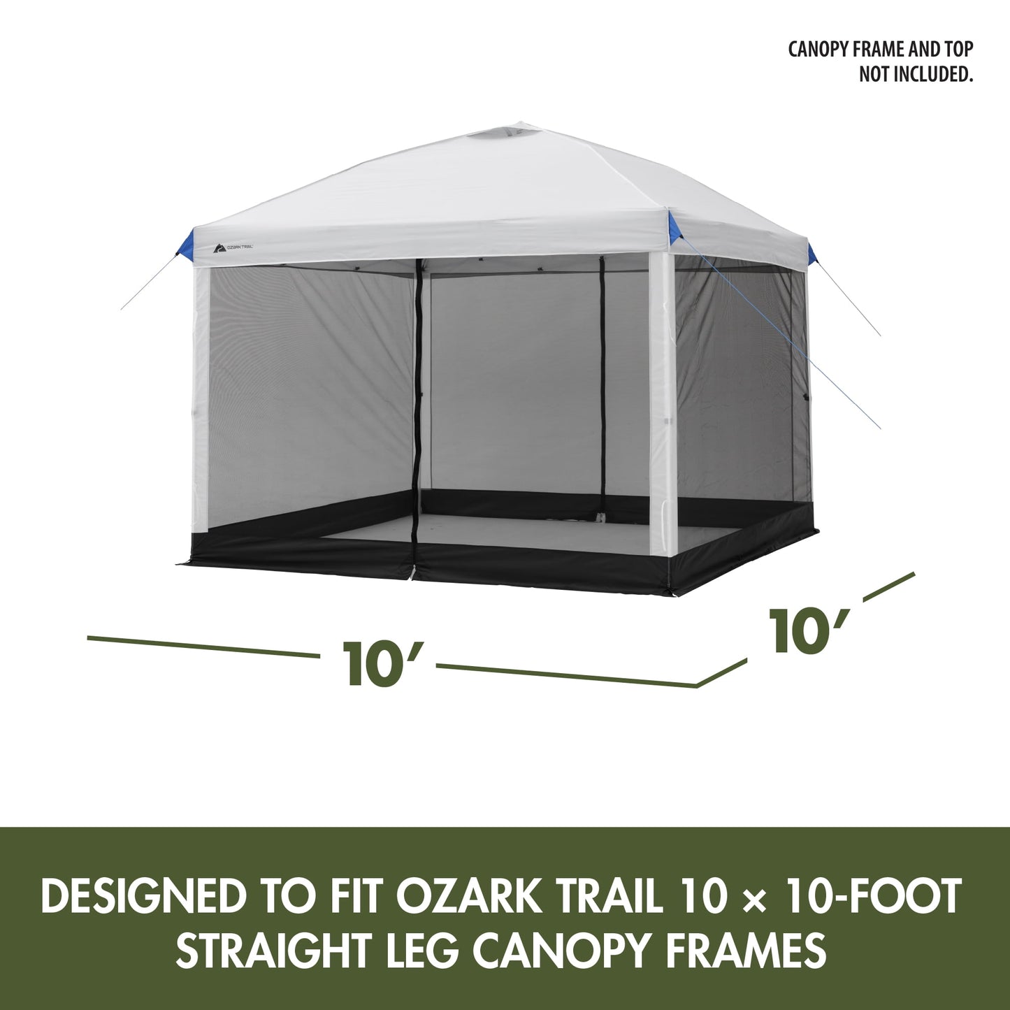 Ozark Trail Canopy Mesh Curtain Accessory with Zippered Walls for 10' x 10' Canopy