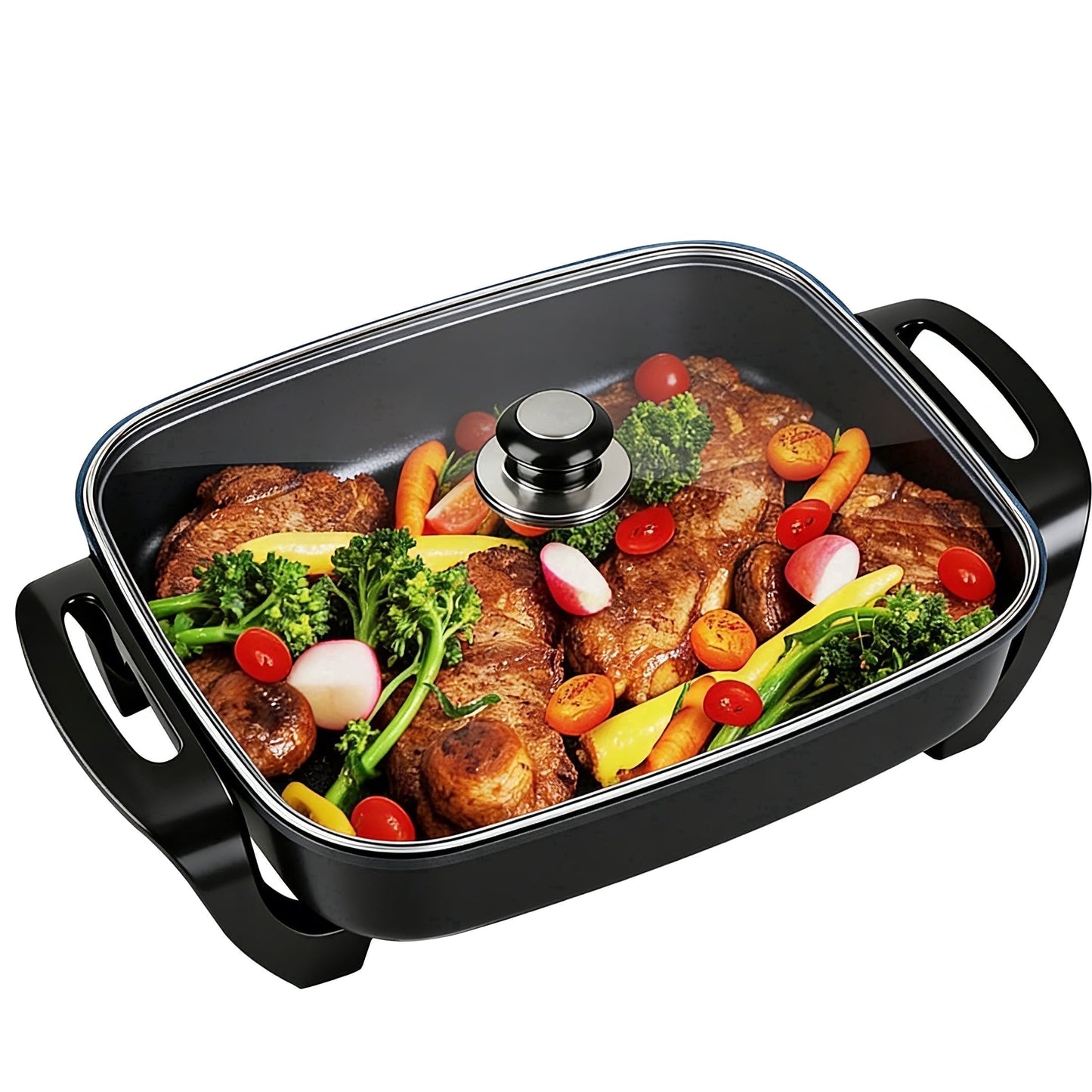 Presto 16" Ceramic Electric Skillet with Glass Cover,  Silver 06860