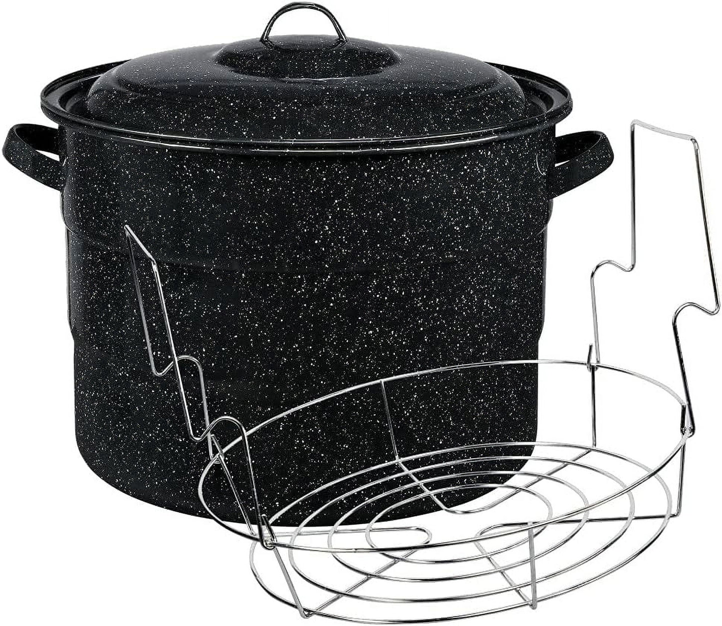 (2 pack) Granite Ware 21.5 Quart Water Bath Canner with Rack for Jam, Salsa and Pickles