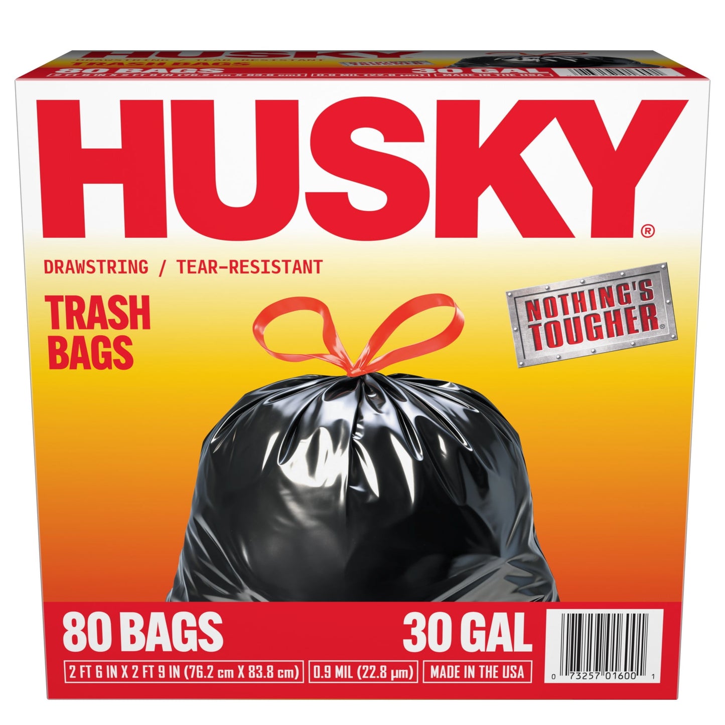 Husky 30 Gallon Large Drawstring Trash Bags, 80 Bags