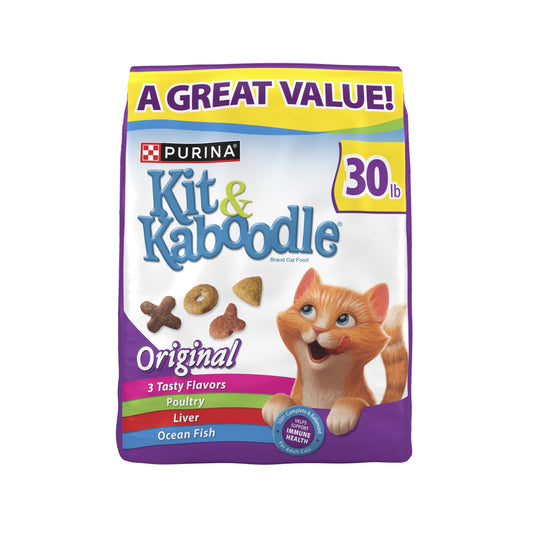 (2 pack) Purina Kit & Kaboodle Original, Indoor Dry Cat Food, Chicken, Liver, Turkey, Oceanfish, 30 lb Bag
