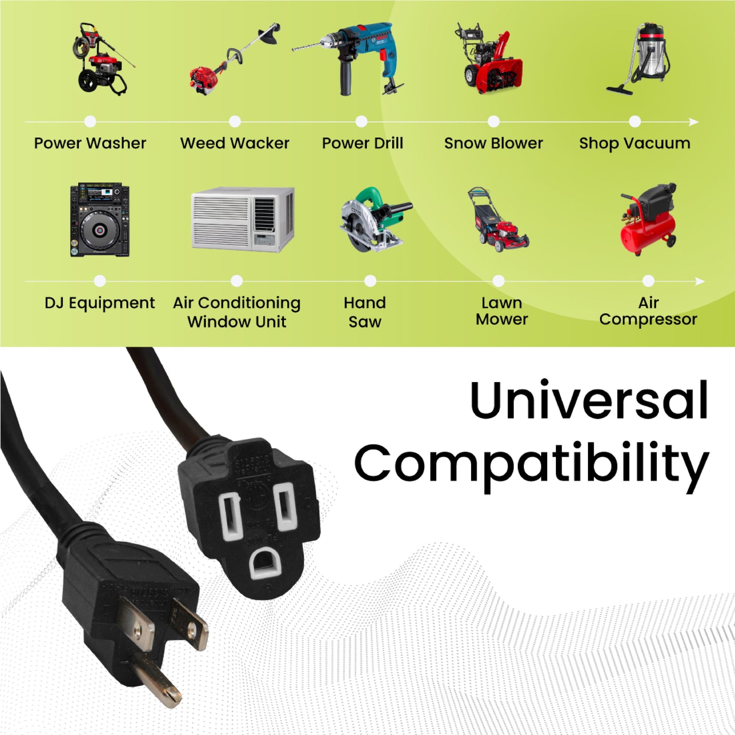 GoGreen Power (GG-13800BK) 14/3 100’ SJTW Outdoor Extension Cord, Black, 100 Ft