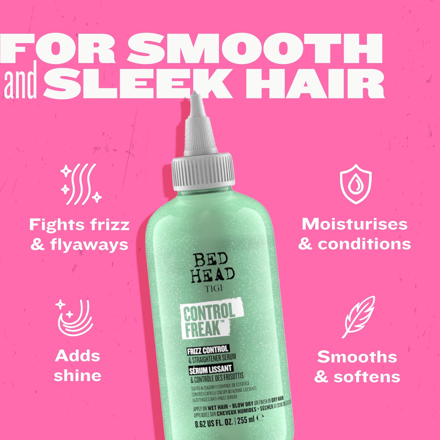 TIGI Bed Head Control Freak, Anti-Frizz and Straightening Serum, 2 Pack