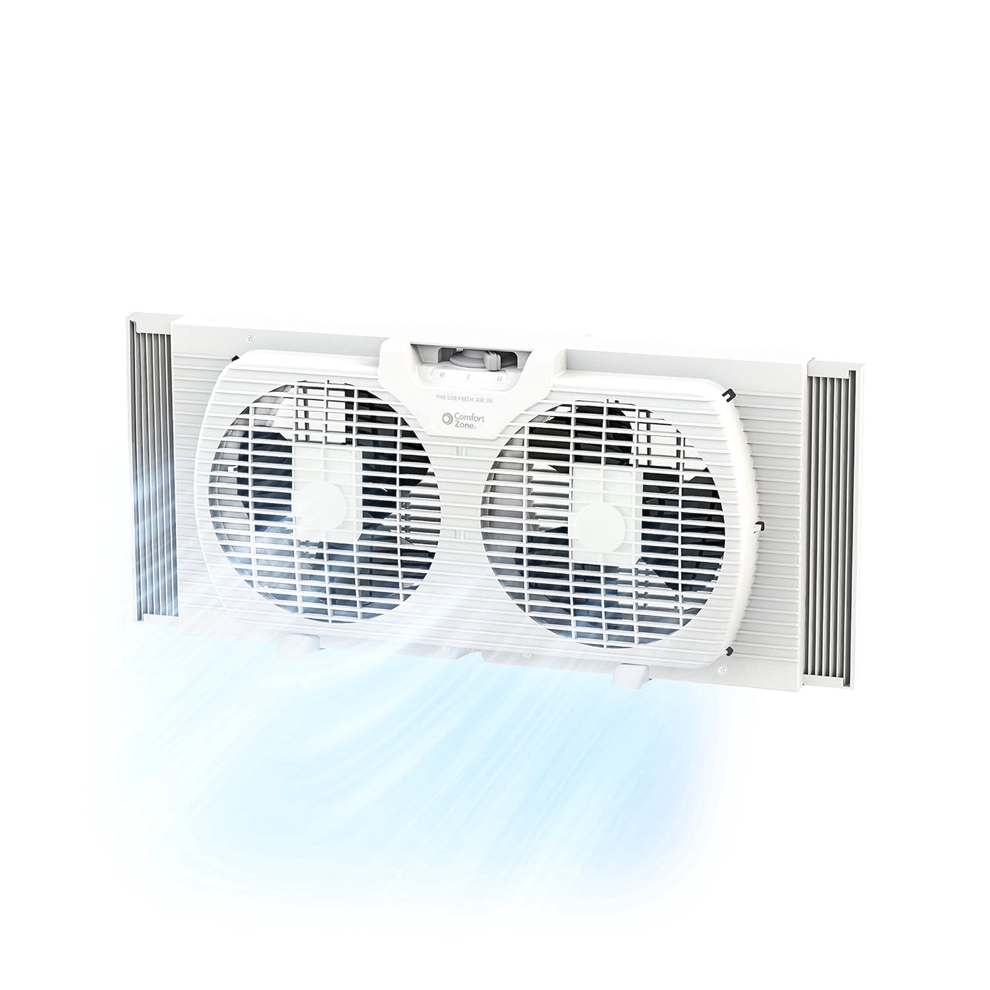 Shinic 9" 3-Speed Twin Window Fan with Removable Bug Screen,Fully Assembled,(22“ to 33-1/2"), White