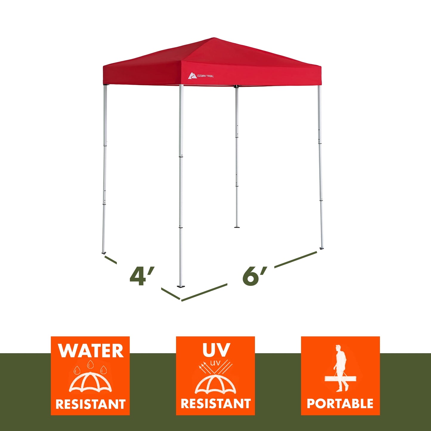 Ozark Trail 4' x 6' Instant Pop-up Canopy Shelter in Brilliant Red
