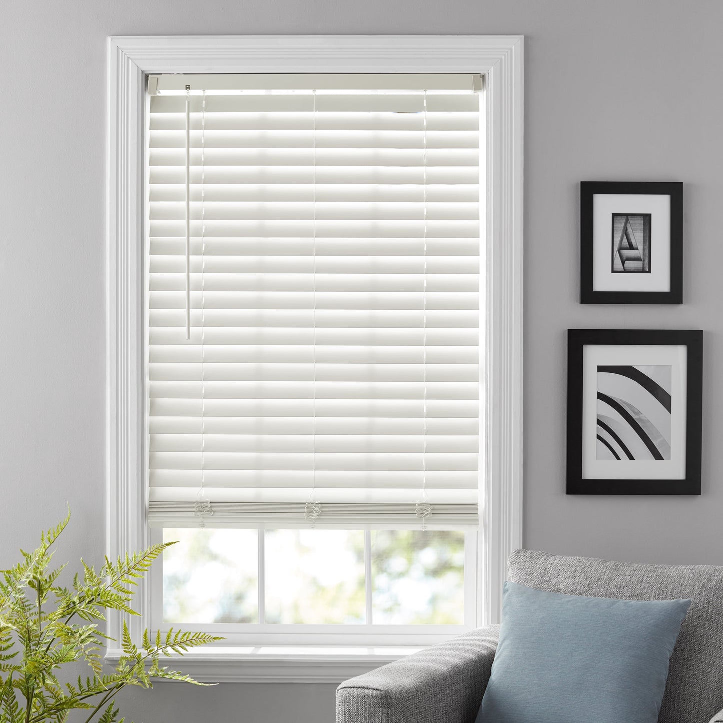 Better Homes & Gardens 2" Cordless Faux Wood Horizontal Blinds, Antique White, 47" W x 64" L