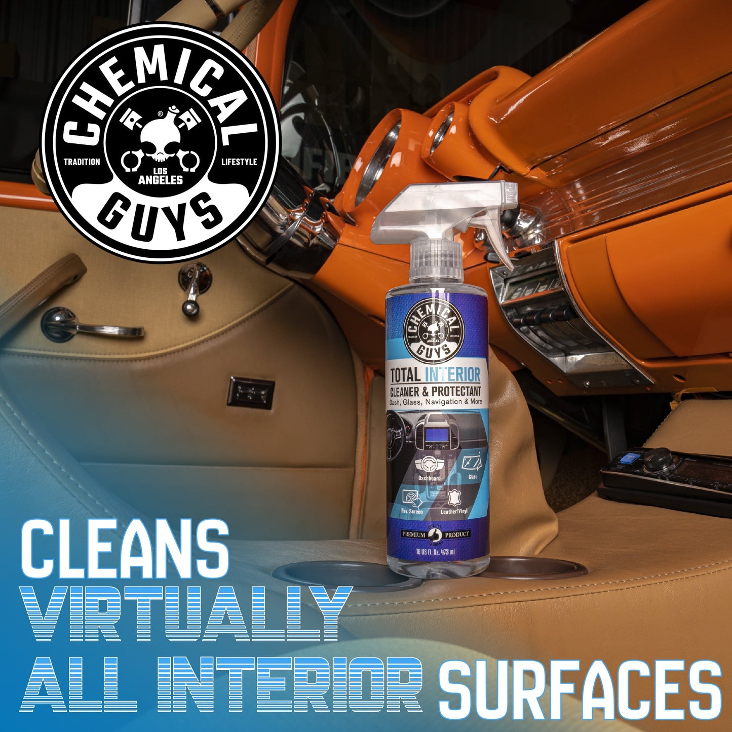 (2 pack) Chemical Guys Total Interior Cleaner & Protectant Spray, 16oz
