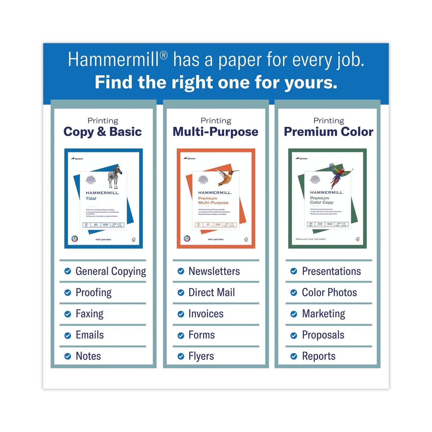 Hammermill Printer Paper, 28lb Premium Color Copy, White, 8.5x11, 5 Ream, 2500 Sheets
