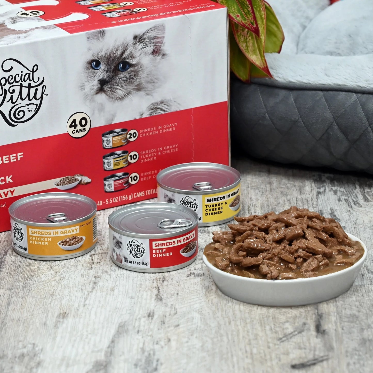 (2 pack) Special Kitty Poultry & Beef Cuts in Gravy Wet Cat Food Variety Pack, 5.5 oz Cans, 40 Pack