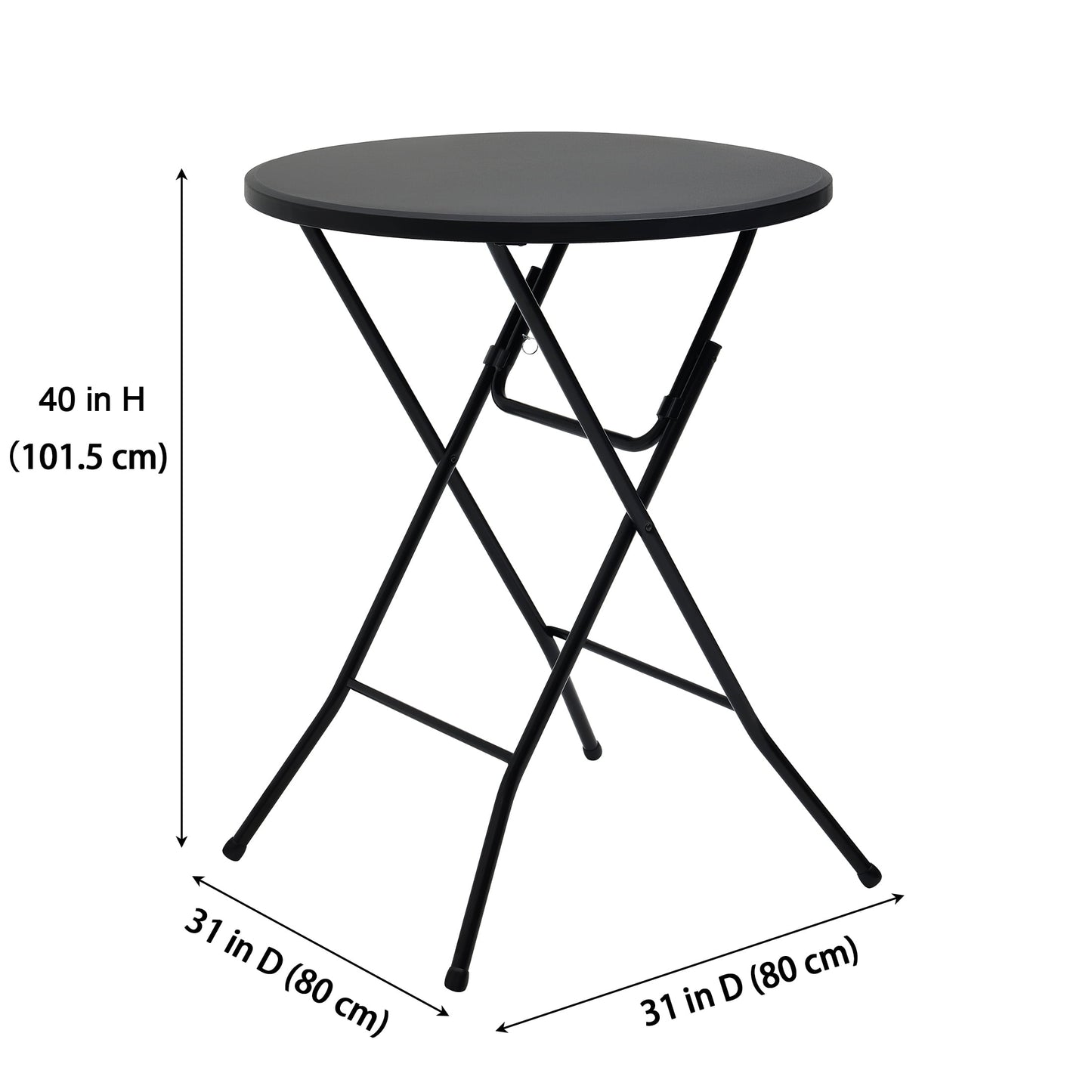 Mainstays 31" Round High-Top Cocktail Folding Table, Black