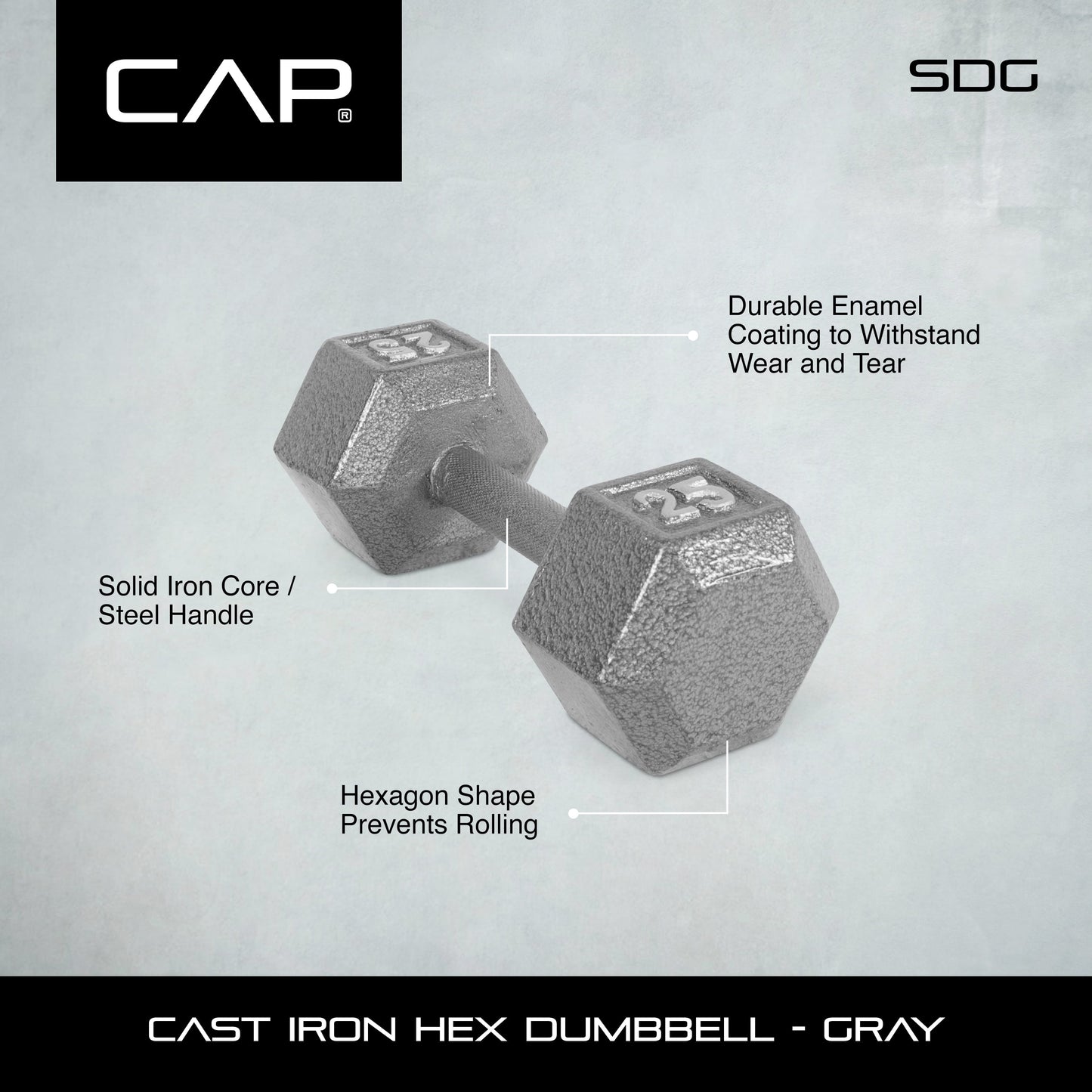 CAP Barbell 30lb Cast Iron Hex Dumbbell, Single