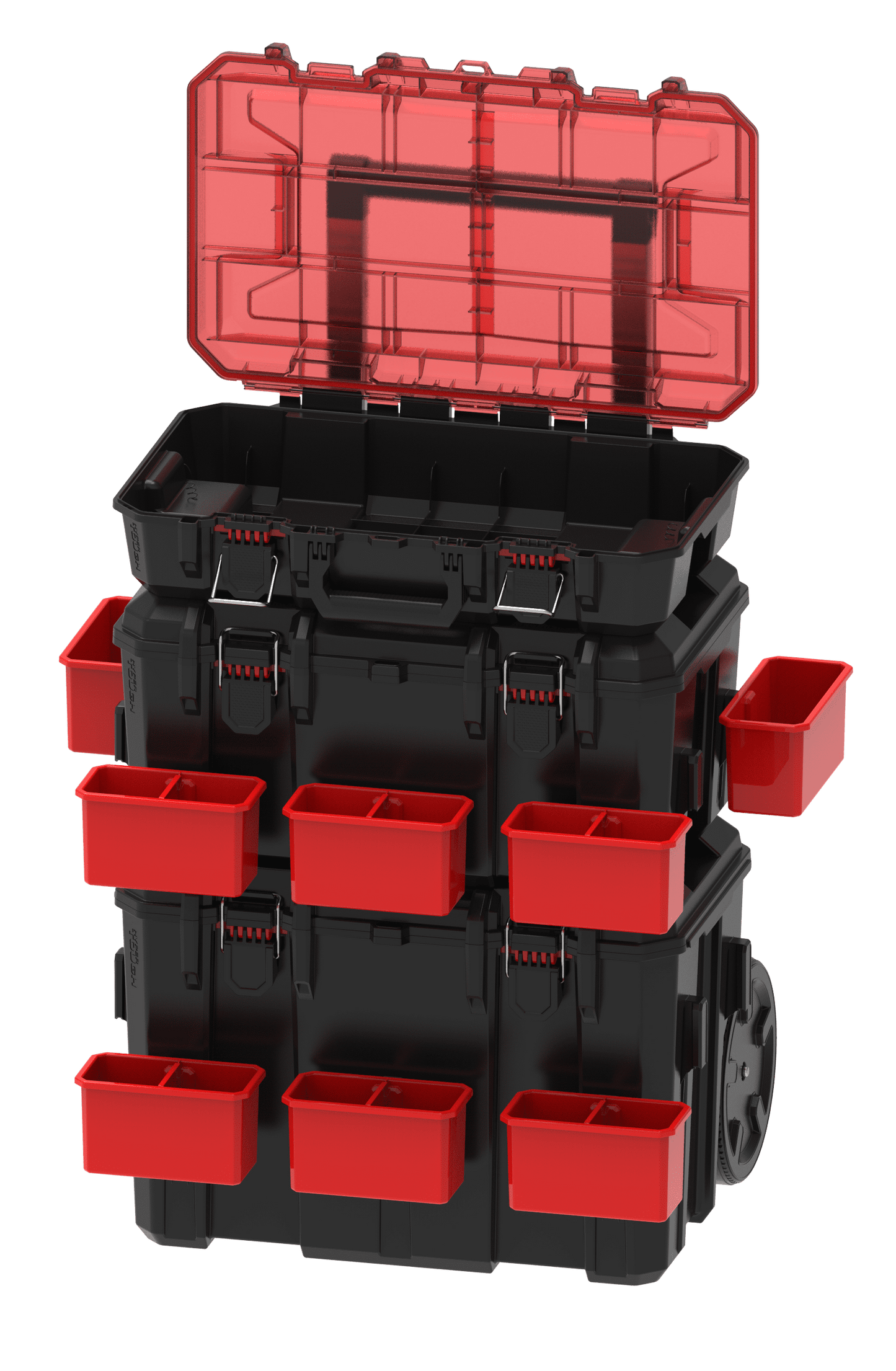 Hyper Tough Hyper Stack Heavy Duty 3 Piece Modular Rolling Toolbox System, Black