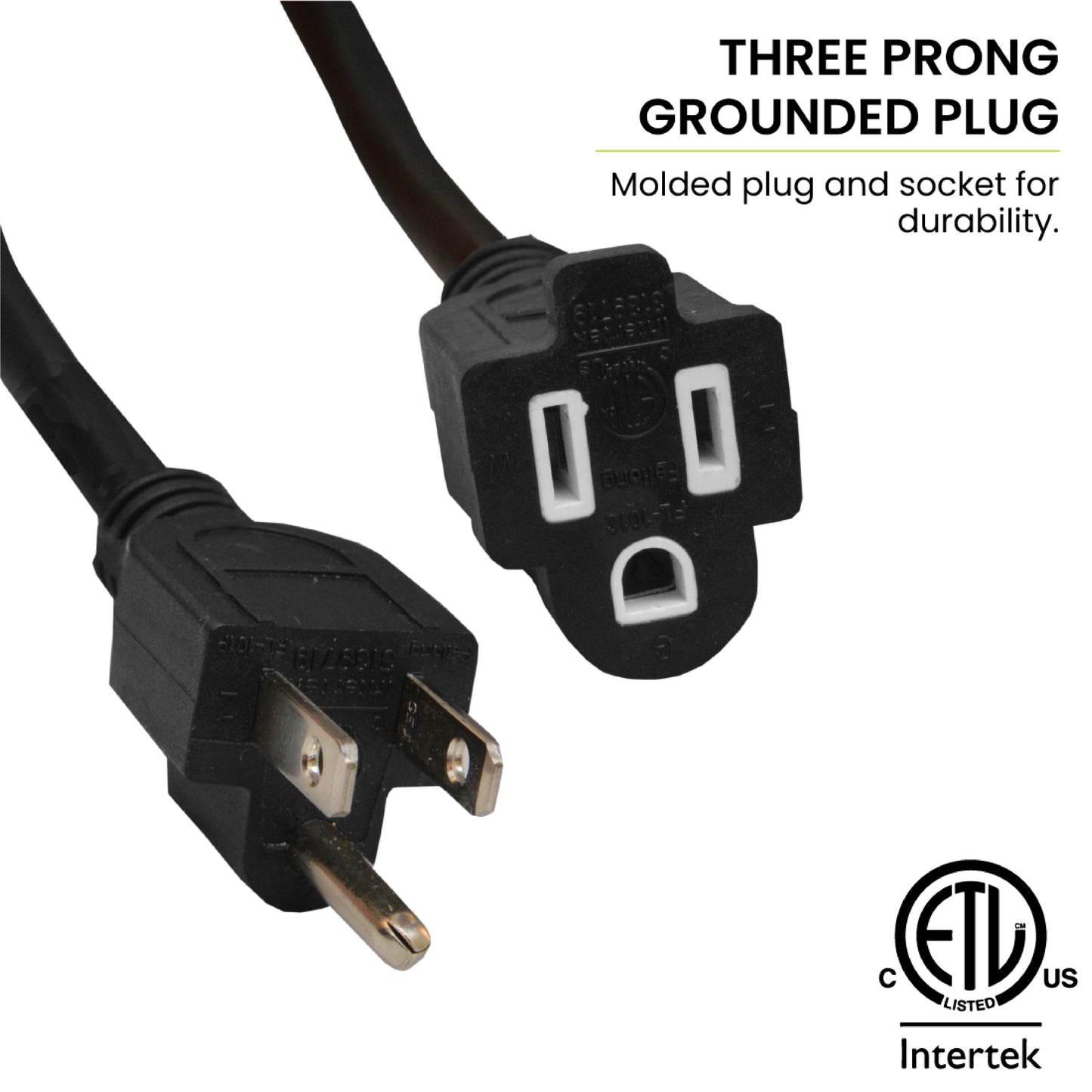 GoGreen Power (GG-13800BK) 14/3 100’ SJTW Outdoor Extension Cord, Black, 100 Ft