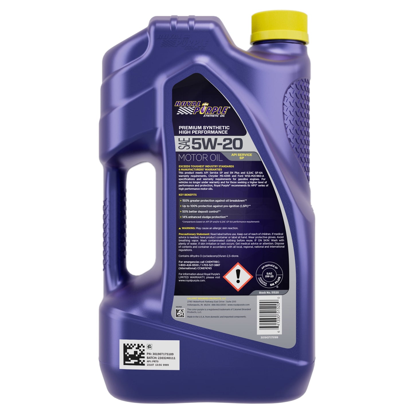 Royal Purple High Performance Motor Oil 5W-20, Premium Synthetic Motor Oil, 5 Quarts