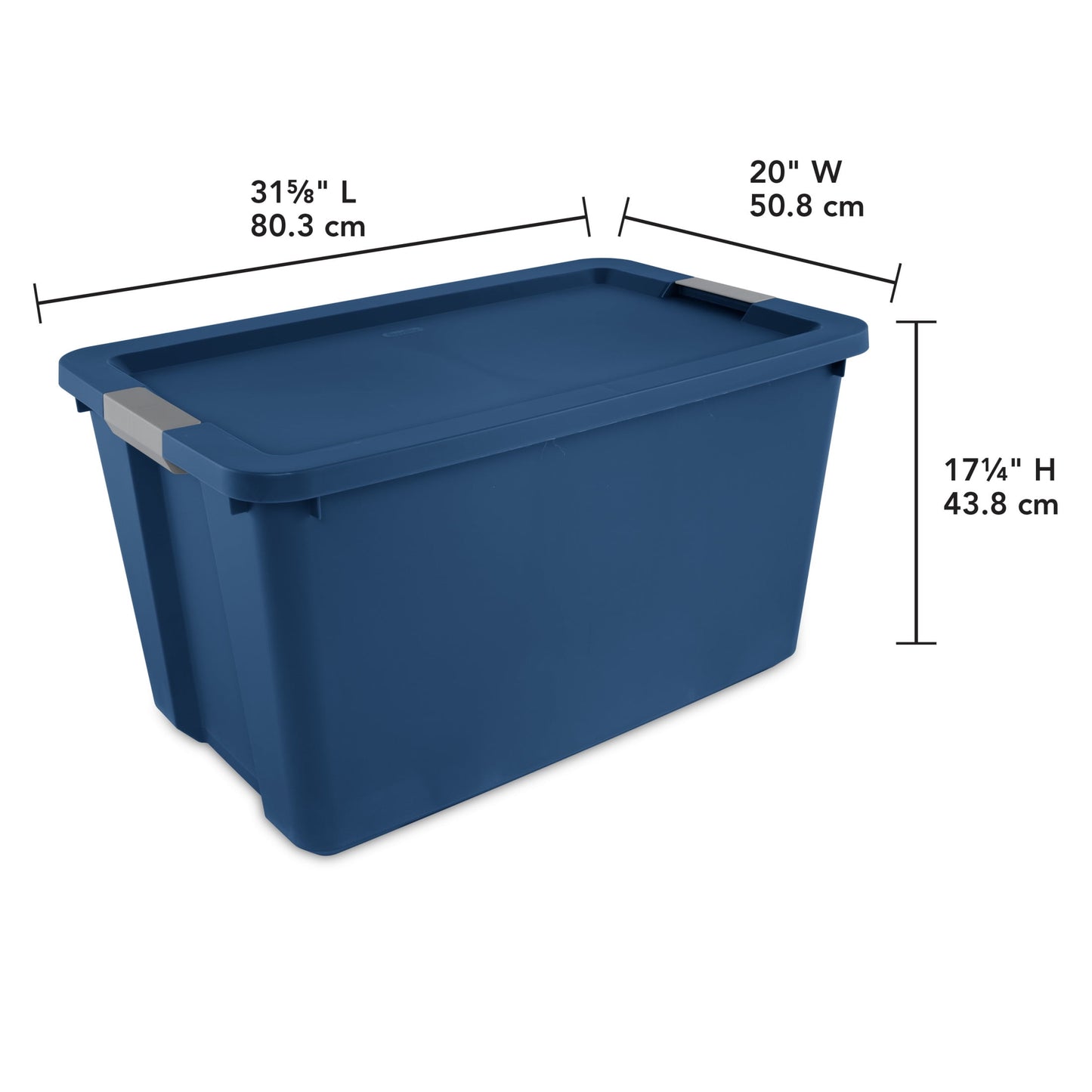 (2 pack) Sterilite 34 Gallon Extra-Large Storage Bin, Plastic Storage Container with Latch Lid, Blue