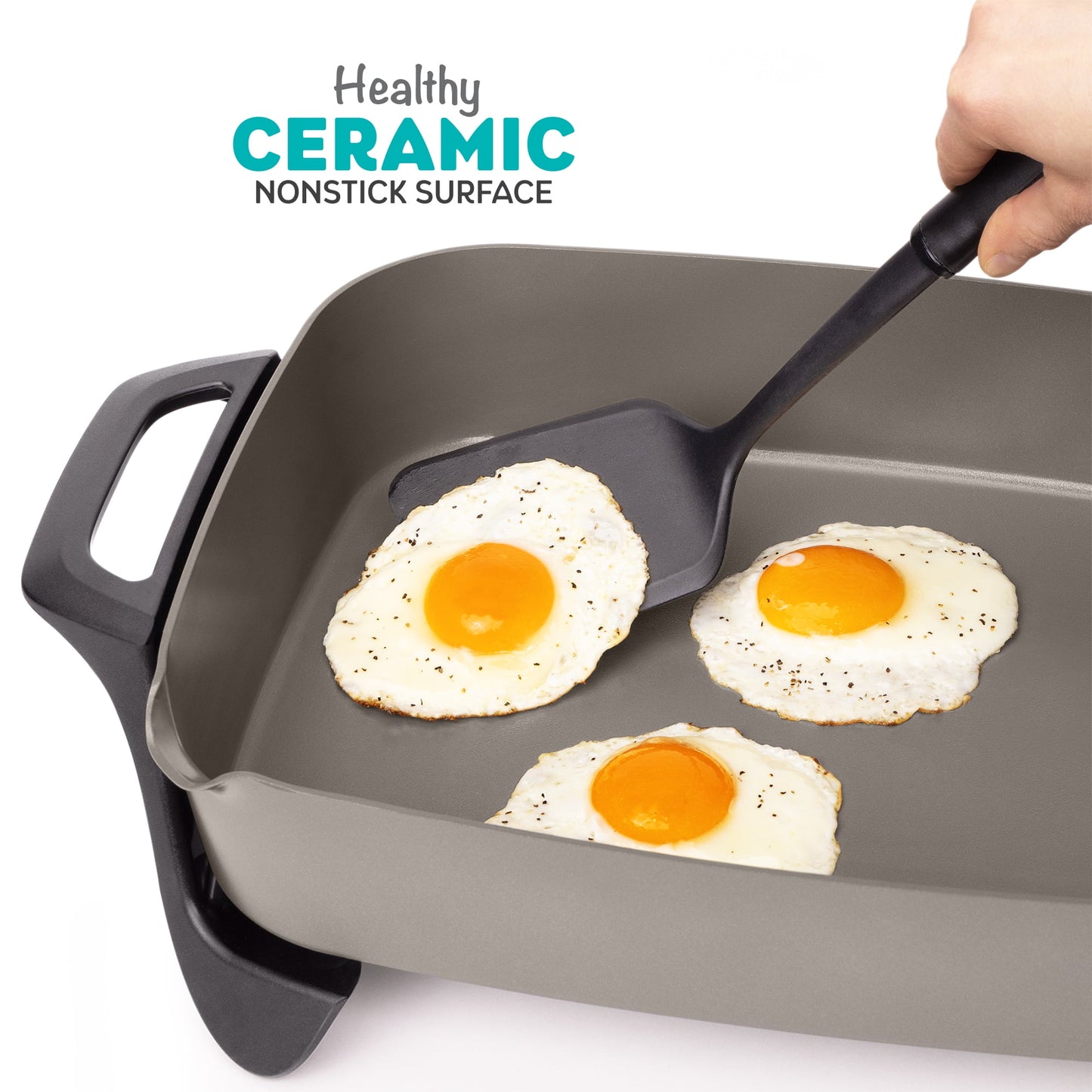 Presto 16" Ceramic Electric Skillet with Glass Cover,  Silver 06860