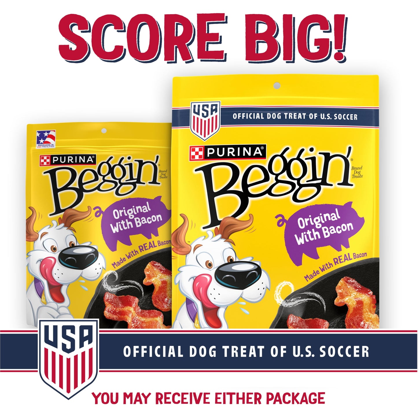 Purina Beggin' Strips Dog Treats Original with Real Bacon Flavor Tender Chews, 40 oz Pouch