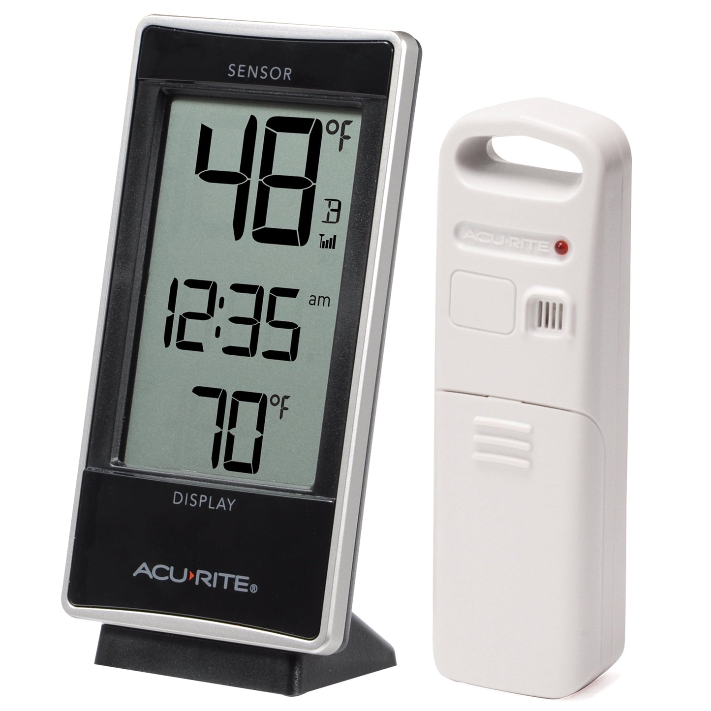 AcuRite Indoor and Outdoor Thermometer with Temperature and Clock; Battery-Powered, Plastic (02059)