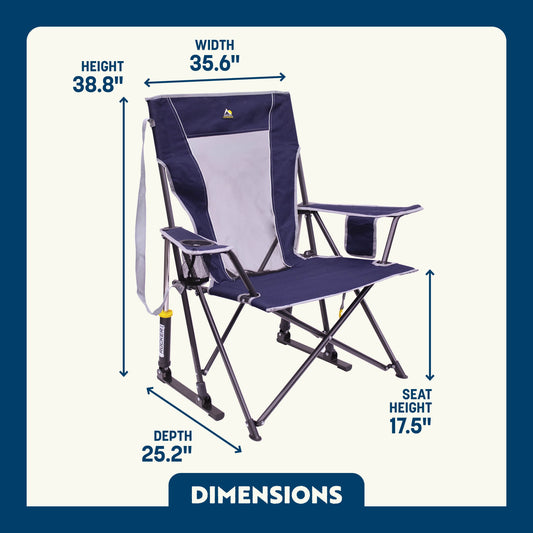 GCI Outdoor Comfort Pro Rocker Camping Chair with Mesh Backrest, Indigo