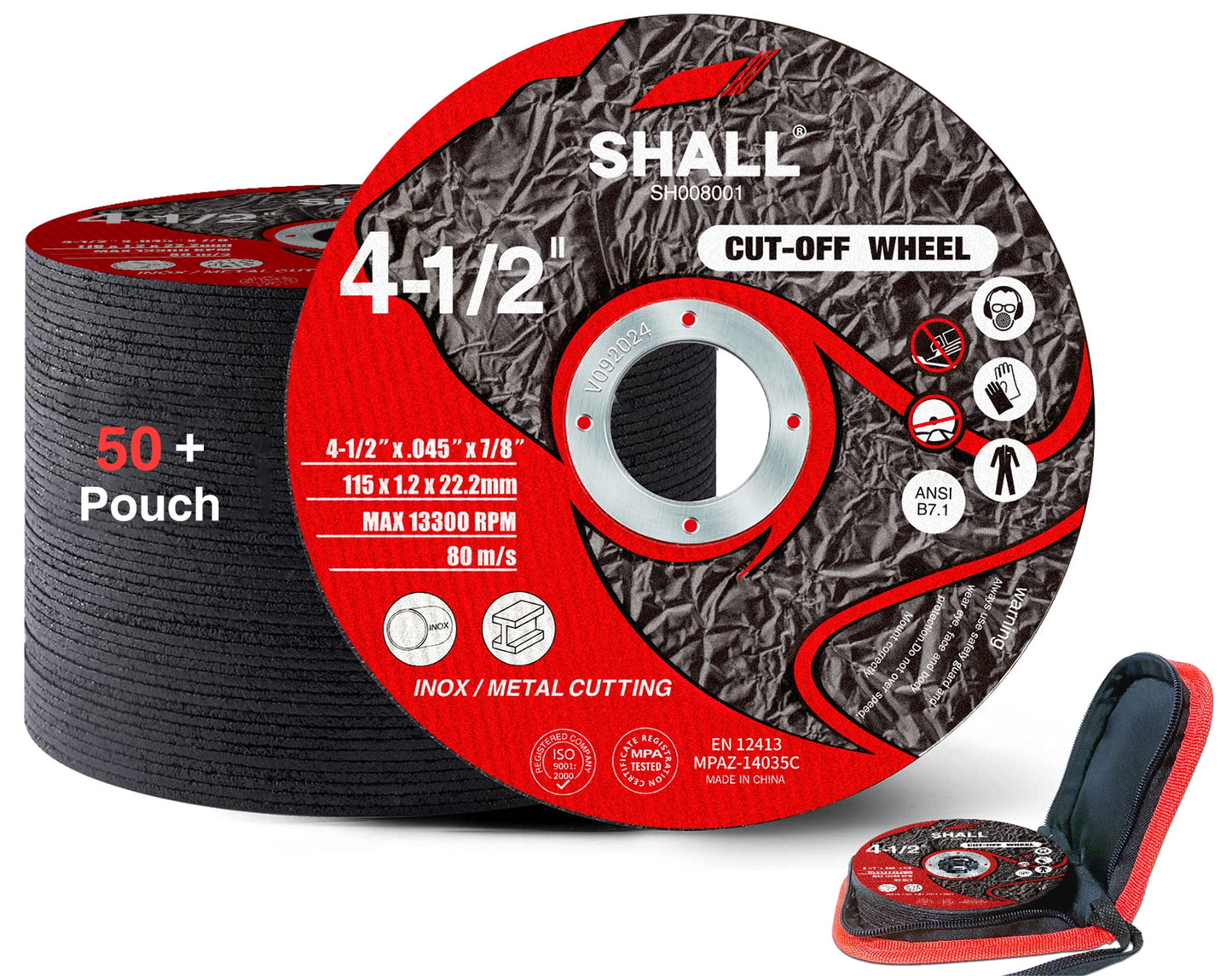 WEN 7.5-Amp 4-1/2-Inch Corded Angle Grinder with 3 Discs and Case, 94475