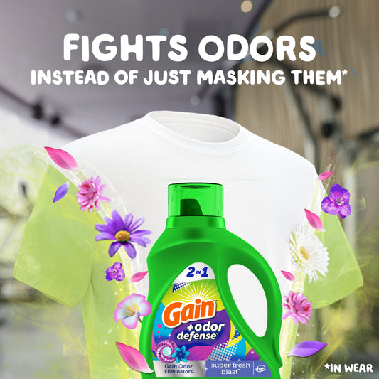 Gain Odor Defense Liquid Laundry Detergent, Super Fresh Blast Scent, 194 fl oz, 134 Loads