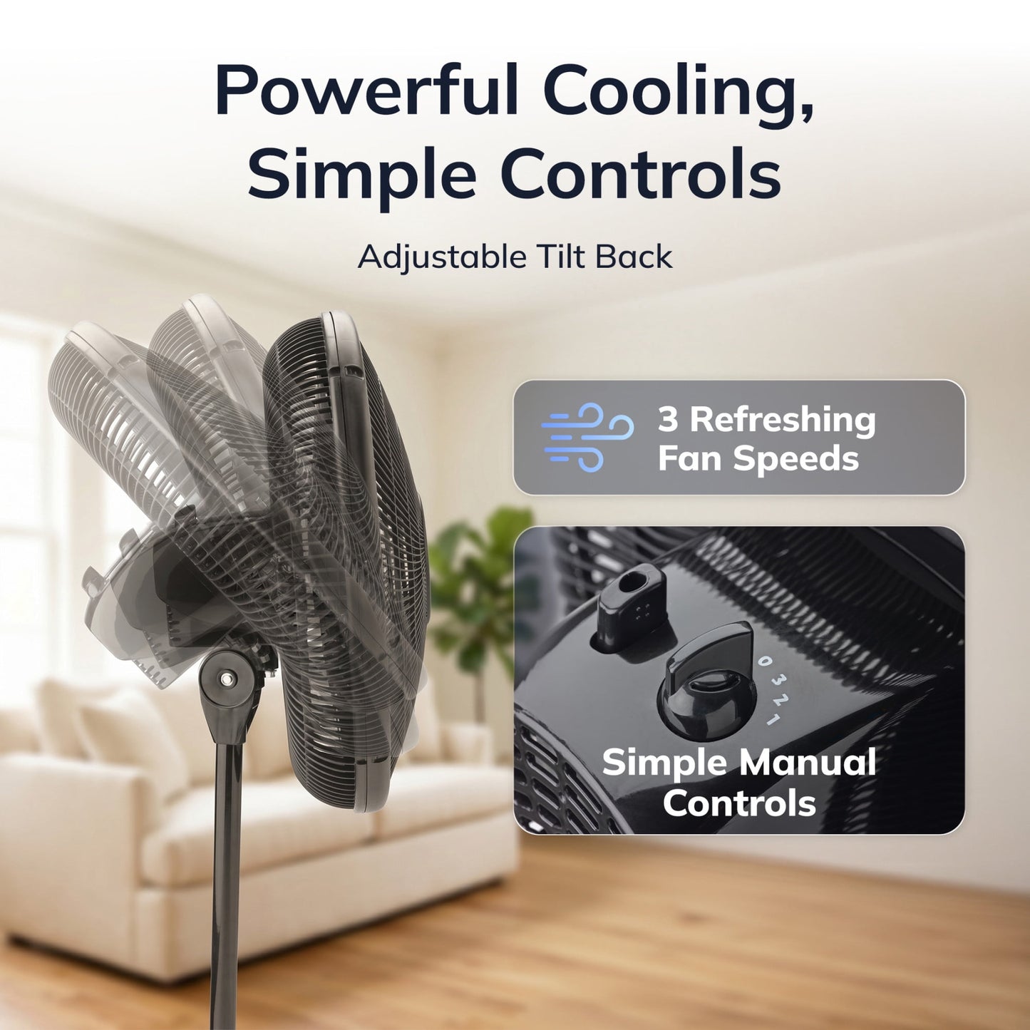 Lasko 16" 3-Speed Oscillating, Adjustable Height, Pedestal Fan S16500