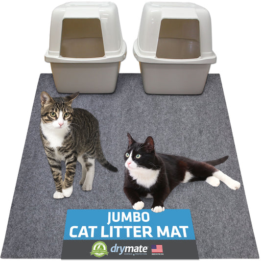 Drymate Jumbo Cat Litter Box Mat, Waterproof Urine-Proof, Absorbent, Machine Washable, Contains Mess, Soft on Paws, Kitten Supplies 29x44, Light Grey