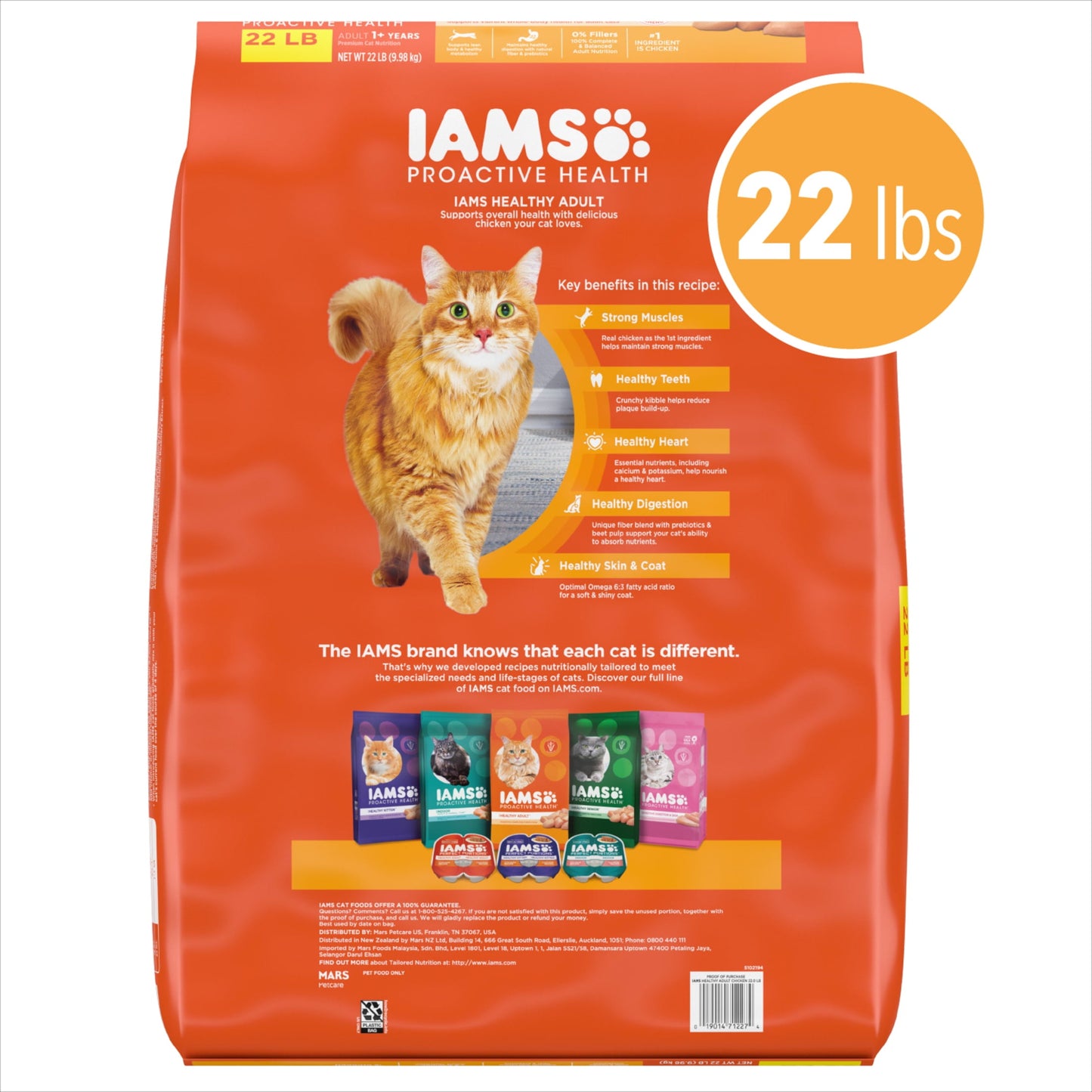Iams Proactive Health Dry Cat Food, Chicken Flavor, 22 lb Bag