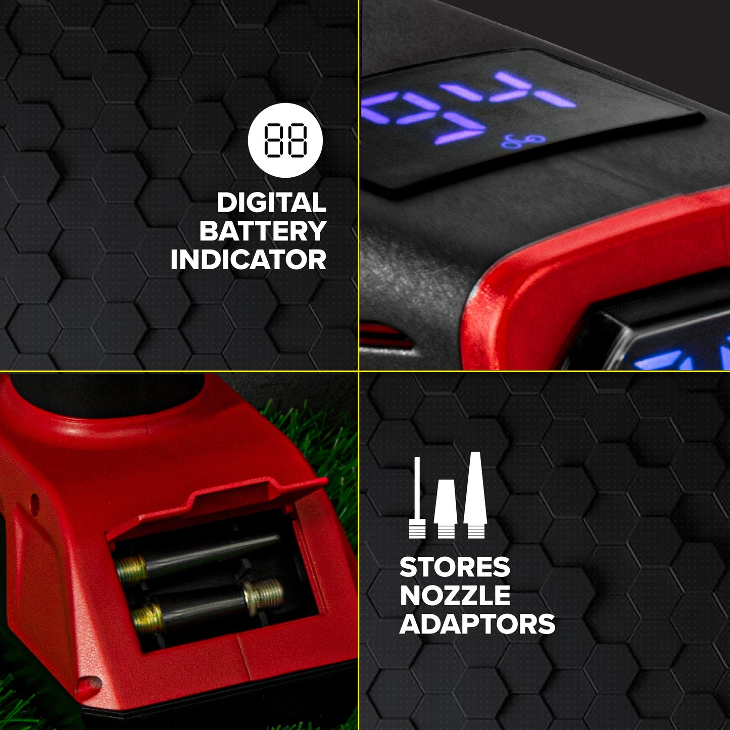 Bullseye Pro Inflador de Llantas 150 PSI Compresor de Aire Eléctrico Bomba de Aire Portátil Auto Bicicleta LED 12V DC Rojo