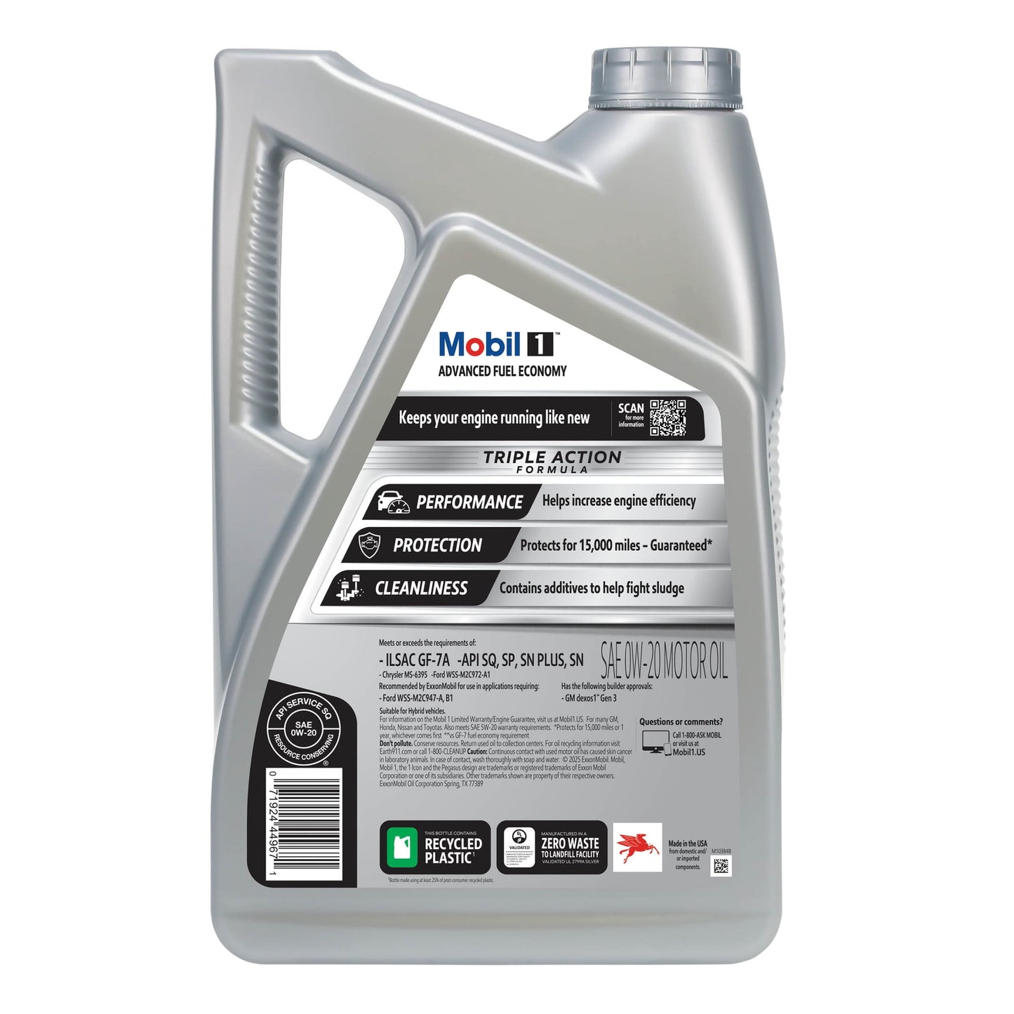 Mobil 1 Advanced Fuel Economy Full Synthetic Motor Oil 0W-20, 5 Quart