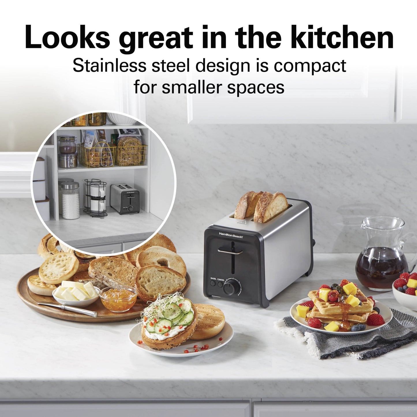 Hamilton Beach Contemporary 2-Slice Toaster with Wide Slots, Bagel Function, Toast Boost, Stainless Steel
