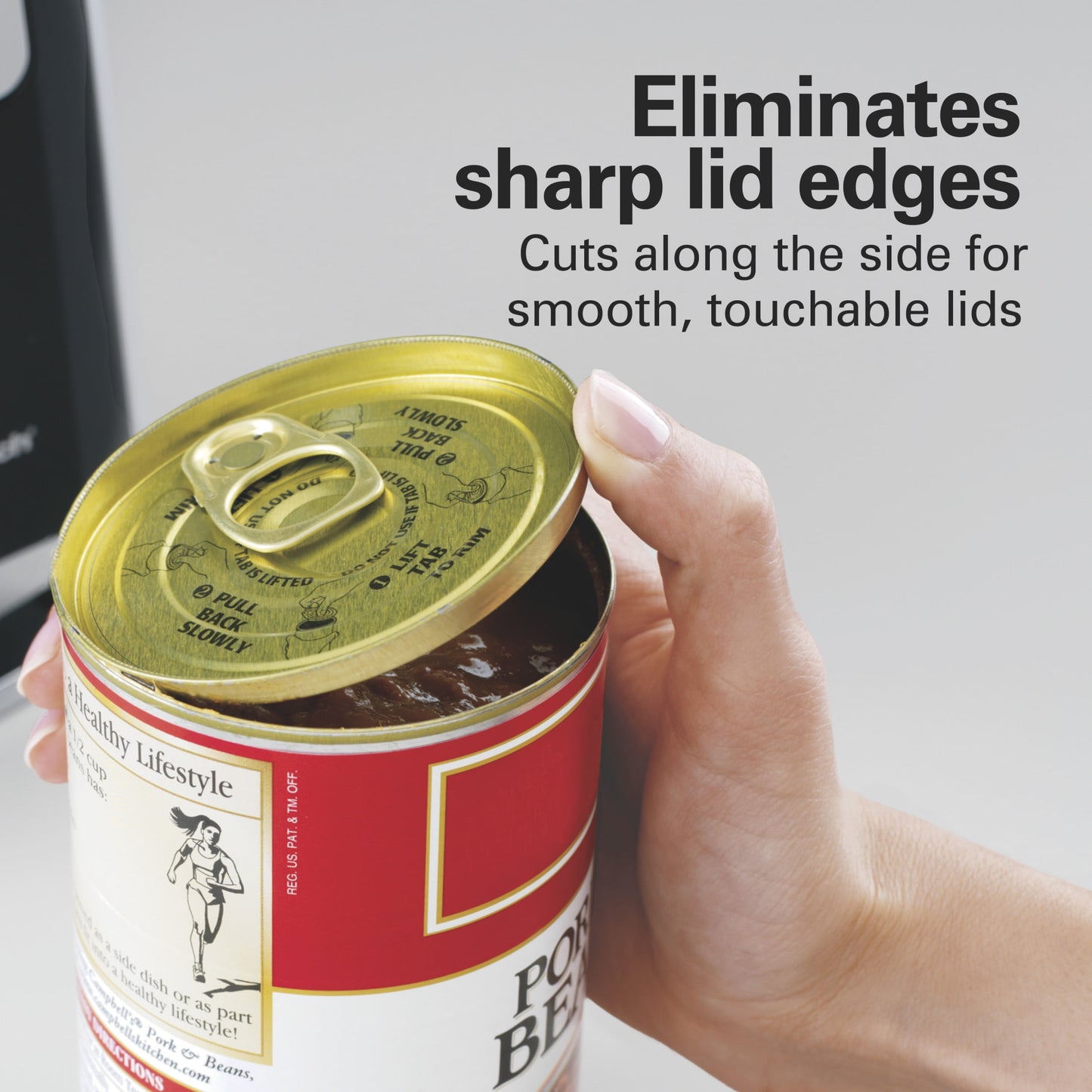 Hamilton Beach Smooth Edge Electric Can Opener, One-Touch, Hands-Free, Easy-Touch Lever, Black & Stainless Steel