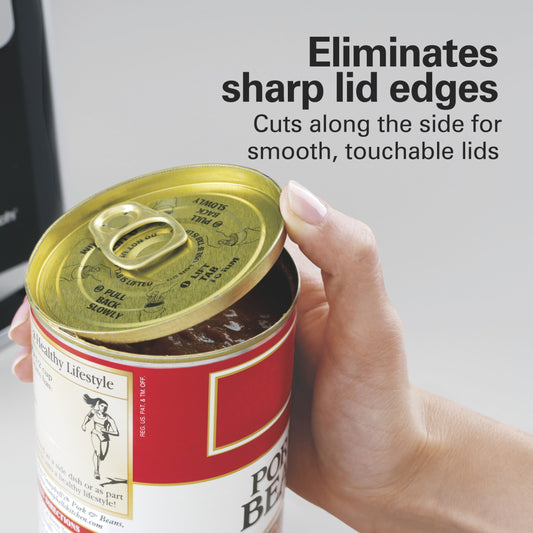 Hamilton Beach Smooth Edge Electric Can Opener, One-Touch, Hands-Free, Easy-Touch Lever, Black & Stainless Steel