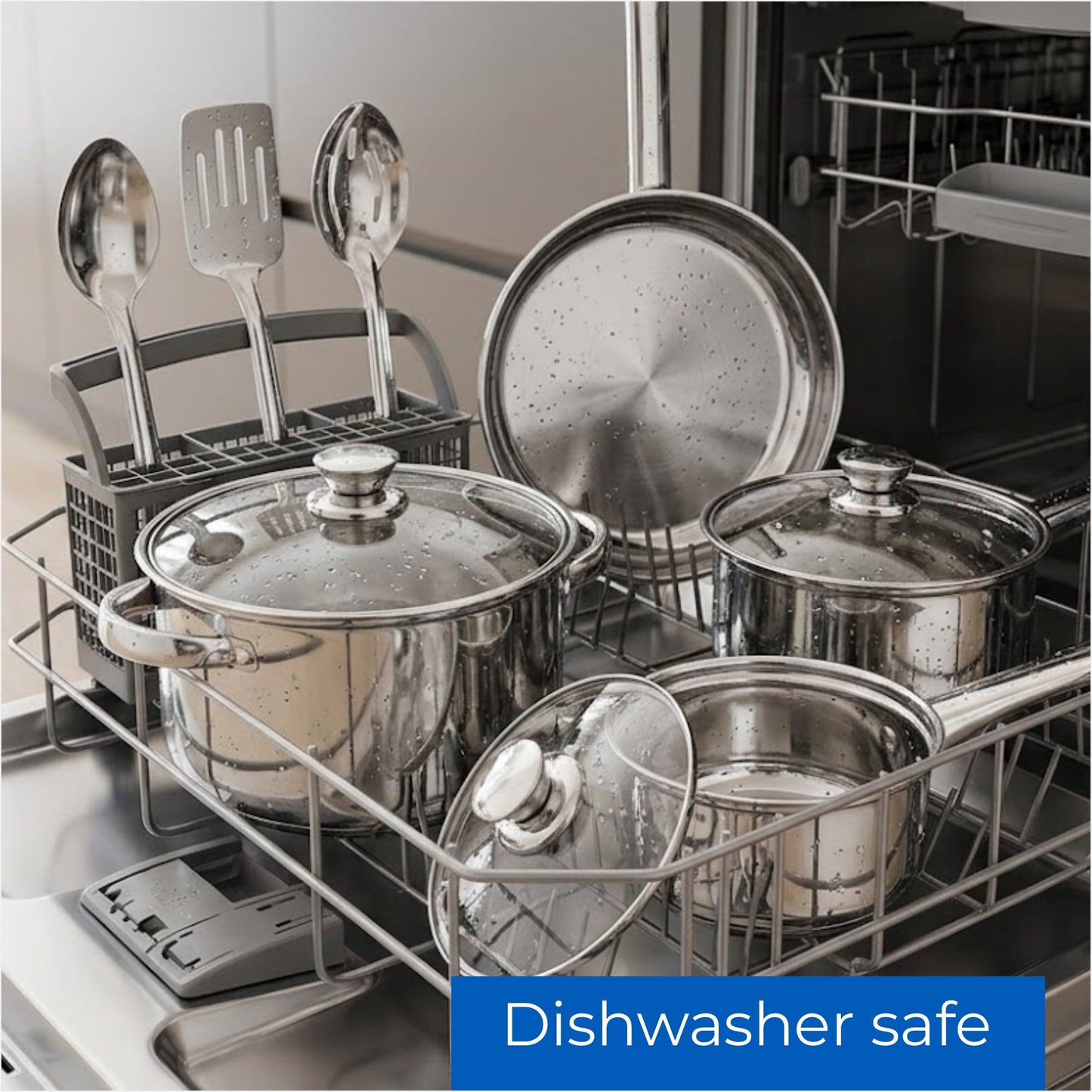 Mainstays Stainless Steel 10Pc Cookware Set with Lids and Kitchen Utensils