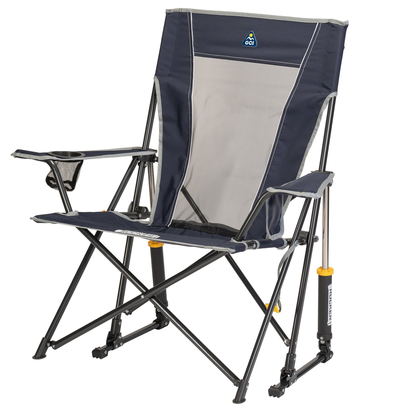 GCI Outdoor Comfort Pro Rocker Camping Chair with Mesh Backrest, Indigo