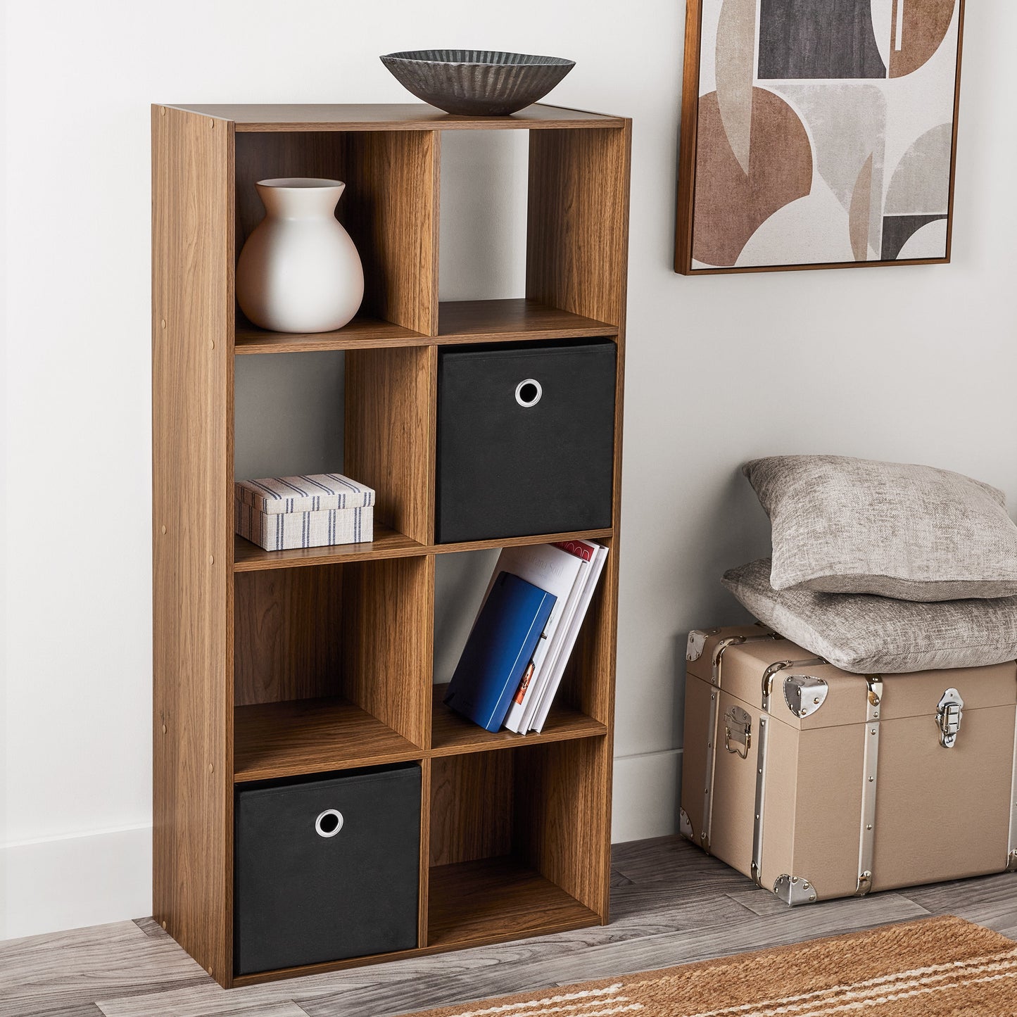 Mainstays 8 Cube Storage Organizer, Warm Walnut