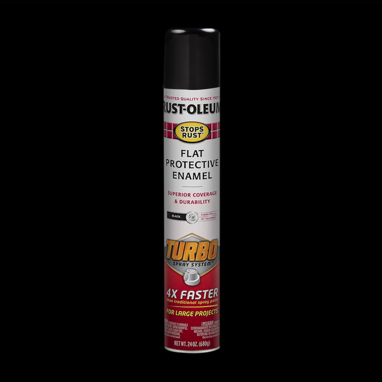 (2 pack) Black, Rust-Oleum Stops Rust Flat Turbo Protective Enamel Spray Paint-376298, 24 oz