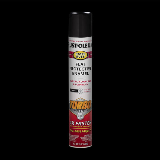 (2 pack) Black, Rust-Oleum Stops Rust Flat Turbo Protective Enamel Spray Paint-376298, 24 oz